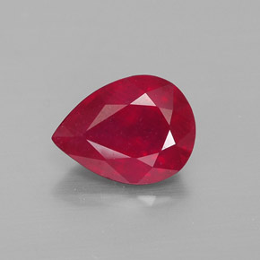 2.08 ct Red Ruby Gemstone, Ruby Gem in Pear Facet Shape for Sale.
