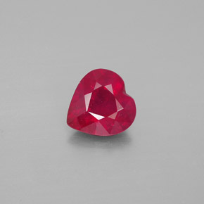 1.38 ct Red Ruby Gemstone, Ruby Gem in Heart Facet Shape for Sale.