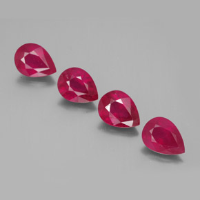 5.64 ct Red Ruby Gemstone, Ruby Gem in Pear Facet Shape for Sale.