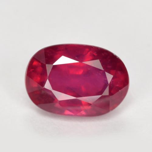 Pinkish Red Ruby Gem - 1.3ct Oval Facet (ID: 466336)
