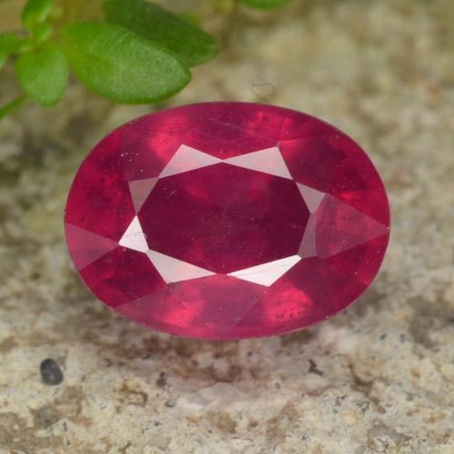 Light Red Ruby Gem - 1.3ct Oval Facet (ID: 466343)