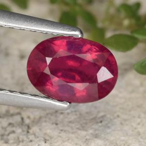 Light Red Ruby Gem - 1.3ct Oval Facet (ID: 466374)
