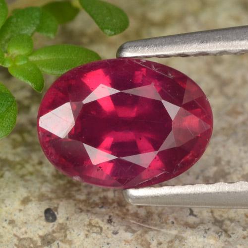Rose rougeâtre profond Rubis gemme - 1.3ct Ovale facette (ID: 466376)