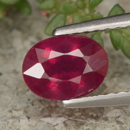 Pinkish Red Ruby Gem - 1.3ct Oval Facet (ID: 466379)
