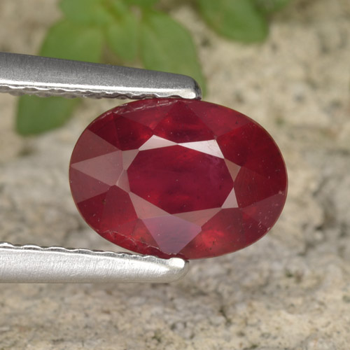 Bright Red Рубин Камень - 1.5ct Фасетный Овал (ID: 466399)