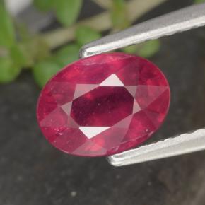 薄いレッド ルビー 宝石 - 1.2ct オーバル ファセット (ID: 466668)