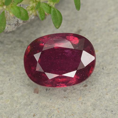Deep Red Ruby Gem - 2ct Oval Facet (ID: 482898)