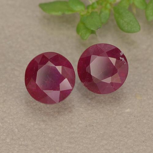 1.11 ctw Red Ruby Stones, Natural Ruby in Round Facet Shape for Sale