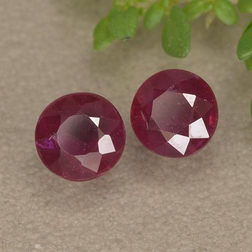 1.08 ctw Red Ruby Stones, Natural Ruby in Round Facet Shape for Sale