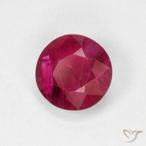 0.76 ct Red Ruby Stone, Natural Ruby in Round Facet Shape for Sale