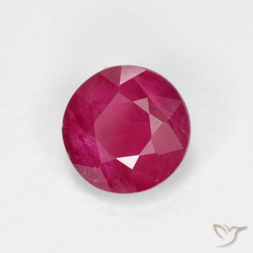 0.79 ct Red Ruby Stone, Natural Ruby in Round Facet Shape for Sale