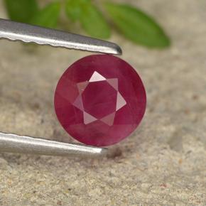 Pinkish Red Ruby Gem - 0.9ct Round Facet (ID: 495157)