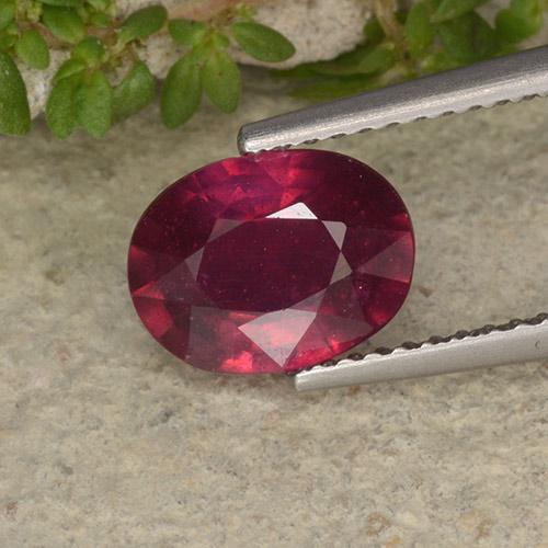 Deep Wine Red Ruby Gem - 2.2ct Oval Facet (ID: 495192)