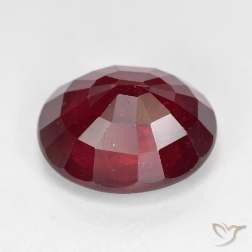 Ruby Gemstone in 13.4 x 11.5 mm Size for Sale, Ruby Stone in Dark Red Color