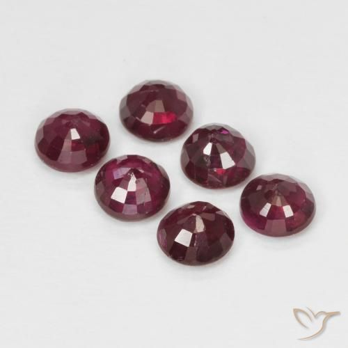 Ruby Gemstones in 3.5 mm (calibrated) Size for Sale, Ruby Stones in Dark Red Color