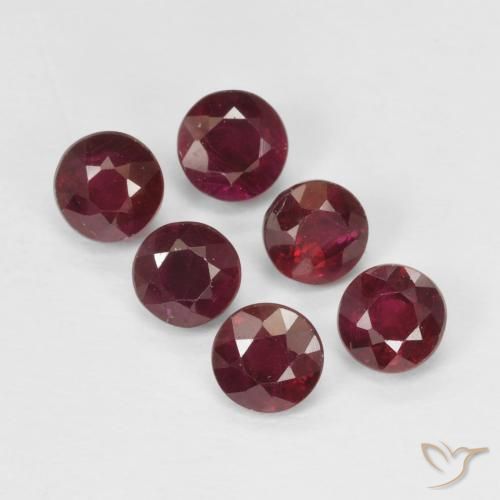 1.80 ctw Red Ruby Stones, Natural Ruby in Round Facet Shape for Sale