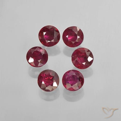 1.40 ctw Red Ruby Stones, Natural Ruby in Round Facet Shape for Sale