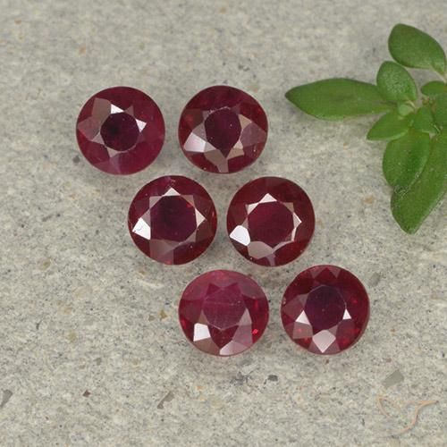 1.38 ctw Red Ruby Stones, Natural Ruby in Round Facet Shape for Sale