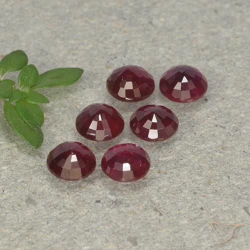 Ruby Gemstones in 3.5 mm (calibrated) Size for Sale, Ruby Stones in Wine Red Color