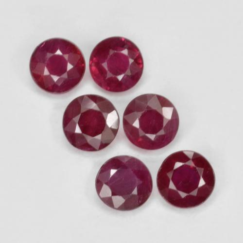 Rouge foncé Rubis gemme - 0.2ct Facette ronde (ID: 496173)