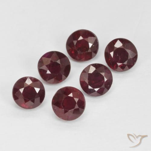 1.79 ctw Red Ruby Stones, Natural Ruby in Round Facet Shape for Sale