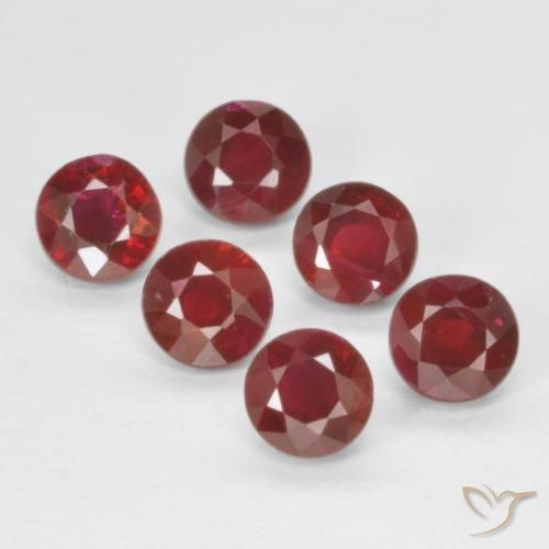 1,74 ct Rubin im Rundschliff, 3,6 mm aus Myanmar, Photo A