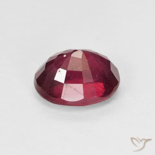 Ruby Gemstone in 7.6 x 6.1 mm Size for Sale, Ruby Stone in Deep Reddish Pink Color