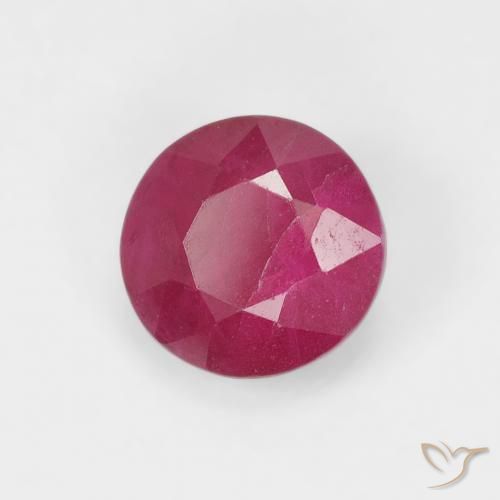 0.97 ct Red Ruby Stone, Natural Ruby in Round Facet Shape for Sale