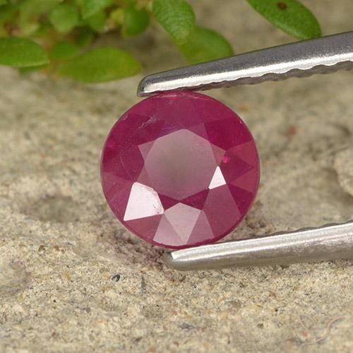 0.84 ct Red Ruby Stone, Natural Ruby in Round Facet Shape for Sale