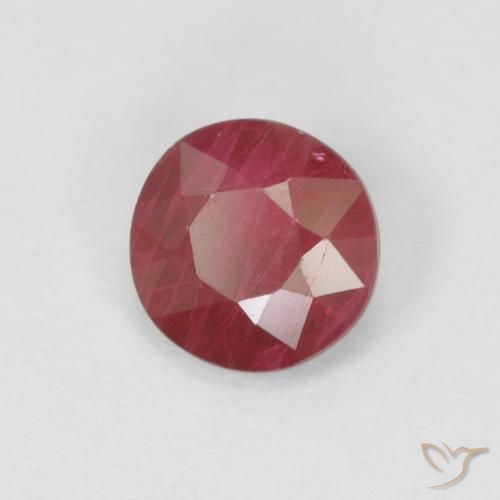 0.87 ct Red Ruby Stone, Natural Ruby in Round Facet Shape for Sale