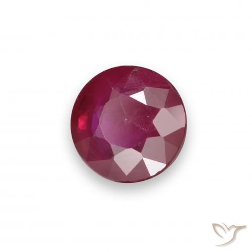 0.97 ct Red Ruby Stone, Natural Ruby in Round Facet Shape for Sale
