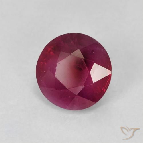 0.97 ct Red Ruby Stone, Natural Ruby in Round Facet Shape for Sale