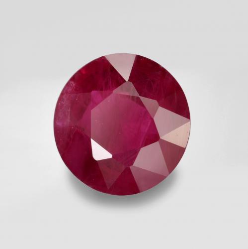 Rojo oscuro Rubí Gema - 0.9ct Faceta Redonda (ID: 499388)