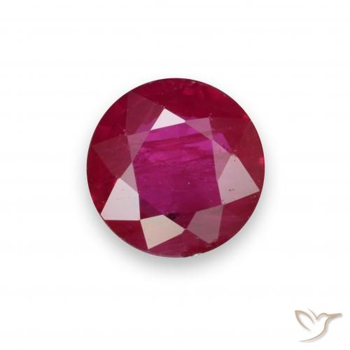 0.73 ct Red Ruby Stone, Natural Ruby in Round Facet Shape for Sale