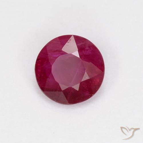 0.72 ct Red Ruby Stone, Natural Ruby in Round Facet Shape for Sale