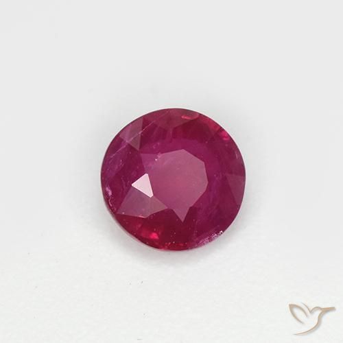 0.64 ct Red Ruby Stone, Natural Ruby in Round Facet Shape for Sale