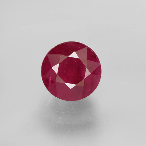 Rosado rojizo intenso Rubí Gema - 1.2ct Faceta Redonda (ID: 499473)