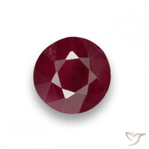Dark Red Ruby Gem - 0.7ct Round Facet (ID: 499484)
