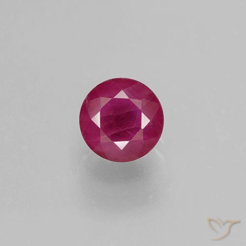 Pinkish Red Ruby Gem - 0.7ct Round Facet (ID: 499487)