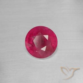 0.83 ct Red Ruby Stone, Natural Ruby in Round Facet Shape for Sale