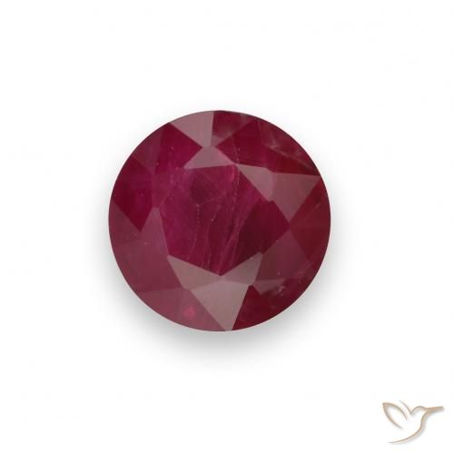 0.75 ct Red Ruby Stone, Natural Ruby in Round Facet Shape for Sale