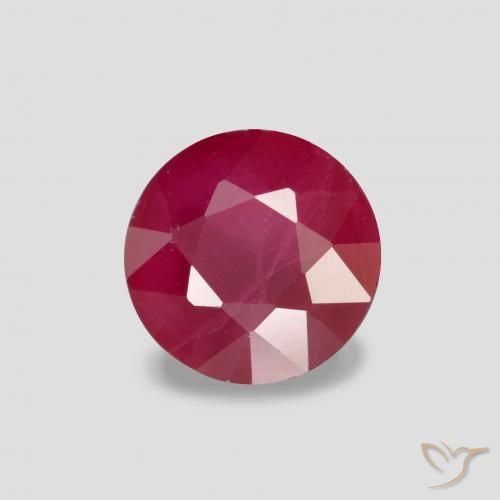 0.87 ct Red Ruby Stone, Natural Ruby in Round Facet Shape for Sale