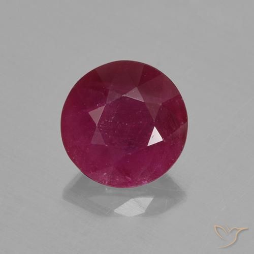 0,65 ct Rubin im Rundschliff, 5,2 mm aus Myanmar, Photo A