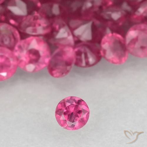 Lot of 100pc Round Deep Magenta Ruby from Mozambique - Size 1.4mm, Weight 1.3ct total / avg. 0.01ct each, Mohs Hardness 9 suitable for daily wear jewelry, Stone of Love, Photo A