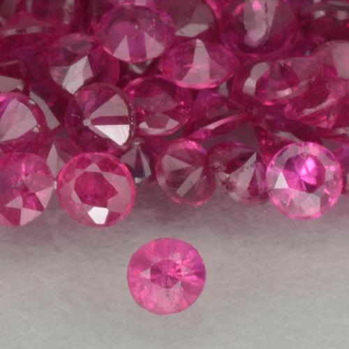Lot of 100pc Round Pink Ruby from Mozambique - Size 1.4mm, Weight 1.31ct total / avg. 0.01ct each, Color: Deep Magenta, Mohs Hardness 9 suitable for daily wear jewelry, Unblocks Root Chakra, Photo A