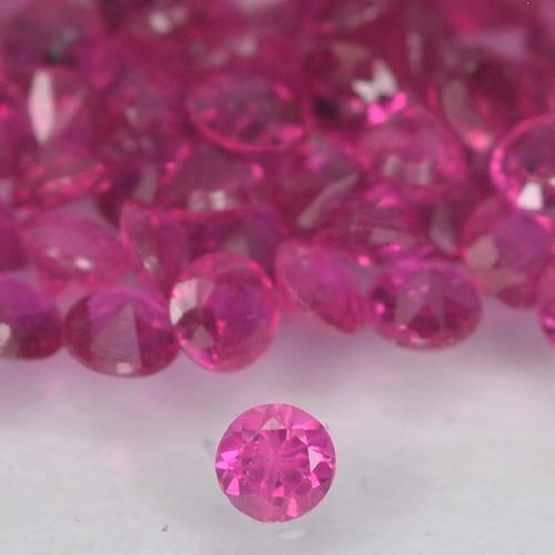 100pc Round Purple Ruby Lot from Mozambique - Weight 1.27ct total / avg. 0.01ct each, Size 1.4mm, Color: Medium Dark-purple, Mohs Hardness 9 suitable for daily wear jewelry, Stone of Love, Photo A