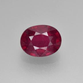 Deep Red Ruby Gem - 2.1ct Oval Facet (ID: 500726)
