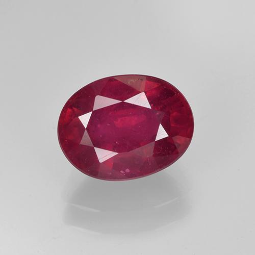 Medium-Dark Red Ruby Gem - 2.1ct Oval Facet (ID: 500727)
