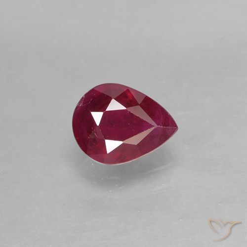 0.42ct Natural Deep Red Ruby, Pear Shape, VS-SI