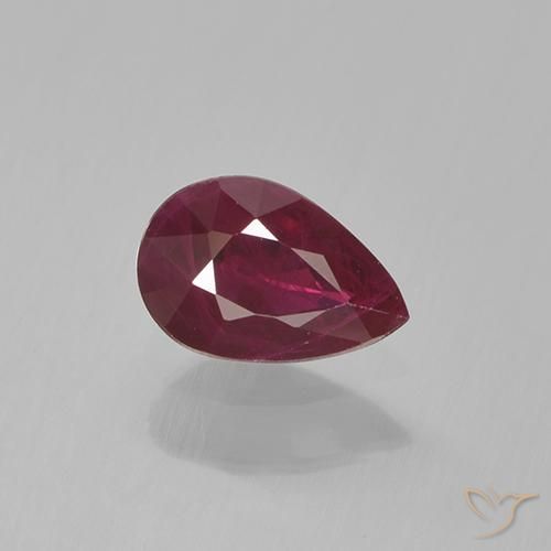 0.48 ct Red Ruby Gemstone, Ruby Gem in Pear Facet Shape for Sale.